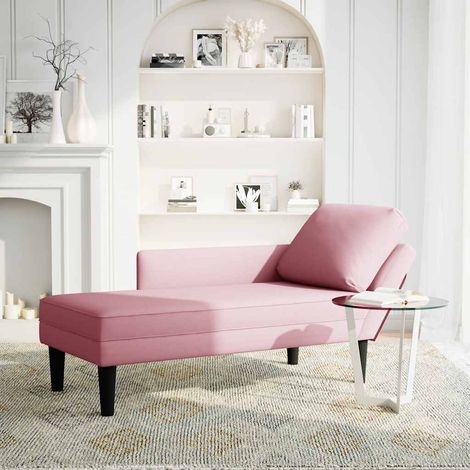 Fauteuil de Salon,Chaise,Fauteuil long avec coussin et accoudoir droit rose velours CFW690006 (1/5)
