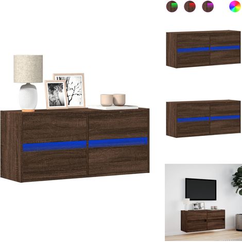 Meuble TV mural avec lumières LED chêne marron 100x31x45 cm - Meuble TV Mural - Meubles TV Muraux - Meuble TV Suspendu Au Mur - Meuble TV Flottant (1/5)