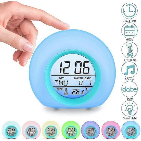 Réveil sphérique avec lumière d'ambiance à couleurs changeantes, réveil pour enfants sur le thème du sport (1/5)