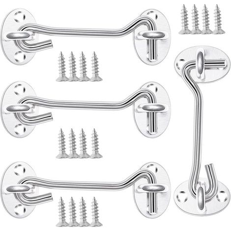 QAZQA Lot de 4 loquets et verrous de portes 、crochet fermeture porte 、avec 16 vis de montage (1/4)