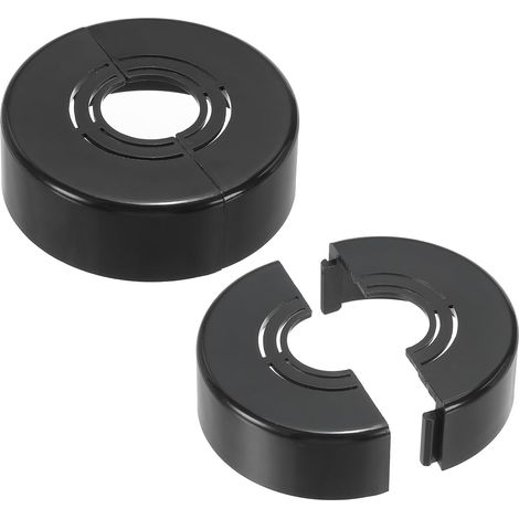 Rosace divisible ABS noir (2 pièces), 20/25/32mm, pour robinet/douche, cache-tuyau mural, cuisine, salle de bain, CVC, résistant à l'eau