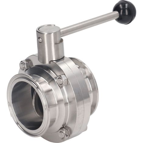 Dreifach-Absperrklappe aus Edelstahl mit Handgriff, Schnellverriegelungsmechanismus, hygienisch, mit Silikondichtung, Außendurchmesser 63 mm / 2,48 Zoll (1/5)