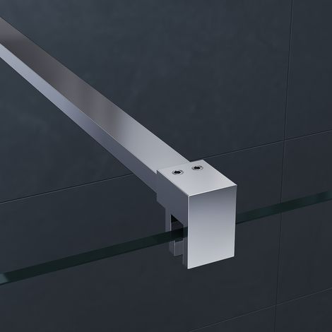 SIRHONA Porte de douche à l'italienne, Paroi de douche pour salle d'eau Panneau en verre de sécurité 6mm avec barre de support 70x200cm