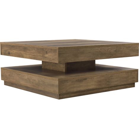 Mesa de centro con plato giratorio, panel de fibras 76 x 76 cm marrón 030004127
