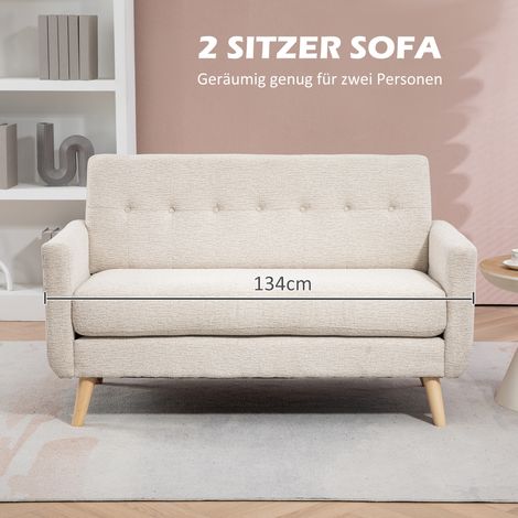 Bequemes Zweisitzer-Sofa, 134x71x82 cm, beige. (1/5)
