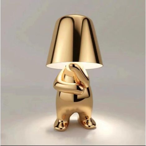 Lampe de chevet tactile, lampe de bureau Thinker dorée, sans fil, rechargeable, portable, décorative, or noir (1/5)