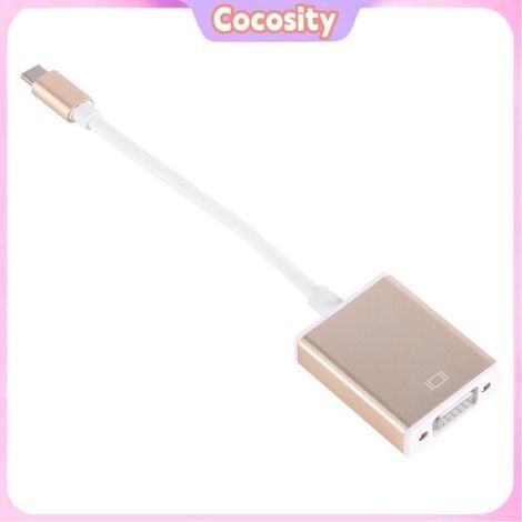 Cocosity Adaptateur USB 3.1 Type C vers VGA Câble adaptateur USB 3.1 Type C réversible vers VGA HDTV informatique imprimante Or (1/5)