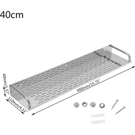 Étagère murale de rangement simple en acier inoxydable (40 cm) pour cuisine et salle de bain (1/5)