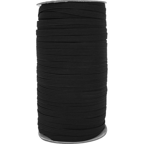 Cordon élastique plat 0,6 cm x 90 m, fil extensible pour bricolage, couture, artisanat textile, lot noir (1/5)
