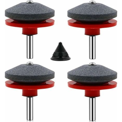 4 Pièces Affuteur Lame Tondeuse Gazon Universel Aiguiseur de Tondeuse Accessoires pour Tondeuses avec 1Pcs Kit D'équilibrage de Lame,50 x 47mm (1/4)