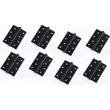 8 Charnières Inox Noires 100x80mm, Avec 32 vis (1/5)