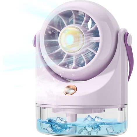 Ventilateur de table très silencieux, mini ventilateur USB, mini climatiseur avec batterie pour camping, voyage, bureau - Petit ventilateurs à piles pour refroidissement par pulvérisation