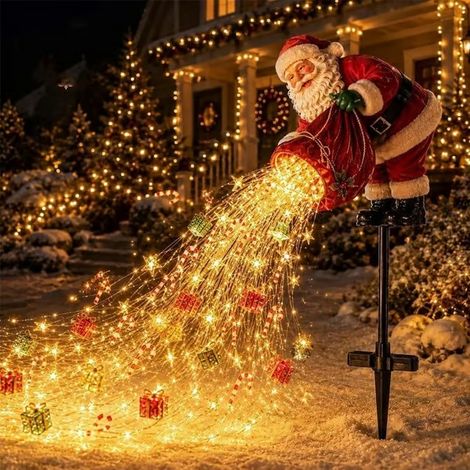Pot magique du Père Noël - Guirlande lumineuse de Noël à LED avec effet lumineux, lampe solaire Père Noël pour jardin, pelouse, terrasse (1/5)