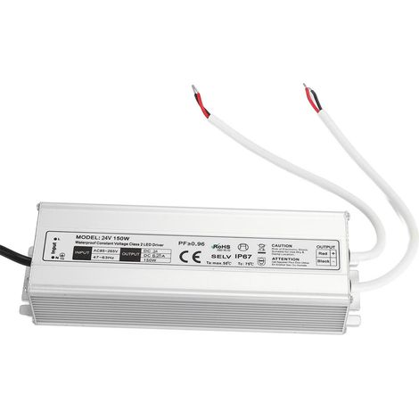 Alimentation LED étanche 150W IP67, transformateur 24V 6.25A pour éclairage extérieur, adaptateur AC 85‑265V