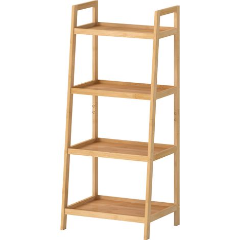 Levede Shelf 4 Tier Space Saving Bamboo Display Cabinet For Living Room Bamboo (1/5)