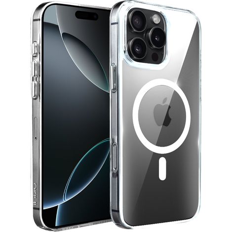 Funda de cristal transparente ibizu para iPhone 16 Pro Max con MagSafe, parte trasera de cristal 9H, transparente (1/5)