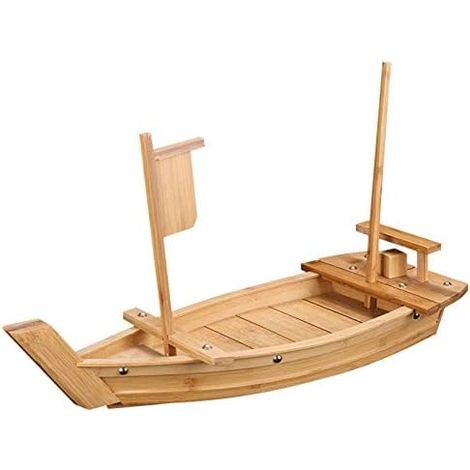 Plateau de service en bois pour sushi, Plateau à sushi de 61 cm / 24 pouces pour restaurant ou maison, Grand plateau à sushi pour restaurant (61cm / 24inch) (1/5)