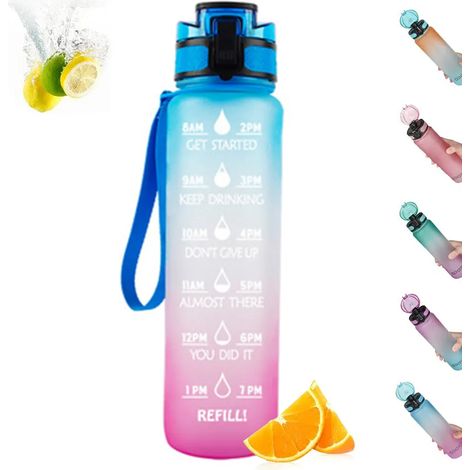 1L Sportflasche, auslaufsicher, Farbverlauf-Design für Outdoor, Yoga, Fitnessstudio, Schule, Radfahren (1/5)