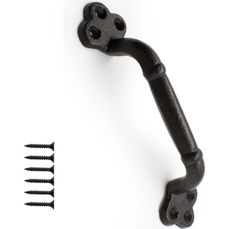 Poignée de Porte Coulissante 220mm - Poignée en Fonte pour Grange, Garage, Meuble de Cuisine, Armoire, Salle de Bain - Abri de Jardin et Portails - Poignée Robuste et Résistante (1/5)