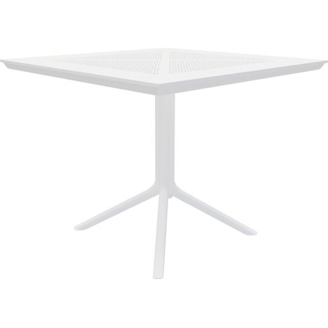 Mesa de jardín cuadrada de 80x80 cm en aluminio con recubrimiento en polvo blanco – Uso interior y exterior 100009167 (1/5)