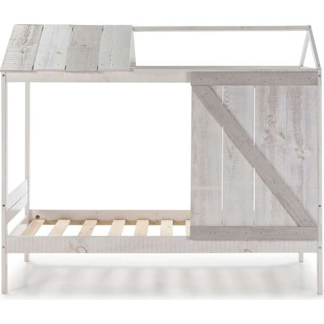 Cama juvenil modelo Aria acabado blanco/tonos grises, 174.8cm(alto) 101.7cm(ancho) 197.6cm(fondo) (1/4)