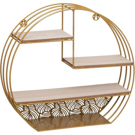 Atmosphera – Étagère murale vintage 4 niveaux en MDF et fer – Dimensions 39x10,3x36cm – Charge maximale 1,19kg – Forme ronde décorative (1/4)