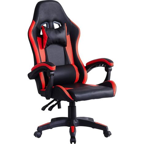 Gaming Chair Ergonomic Racing Office Chair Height Adjustable Mid-Back Computer Desk Chair with Headrest Armrest and Lumbar Support for Office and Home, Red (1/5)