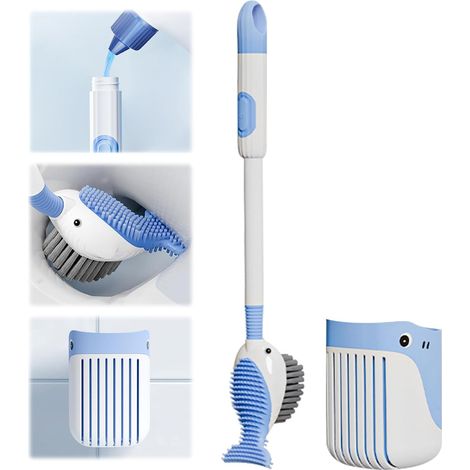 Escobillas de baño, escobilla de baño de silicona, escobilla de baño con dispensador de jabón, escobilla de baño de pared, escobilla de baño de secado rápido adecuada para baños y suelos. (1/5)