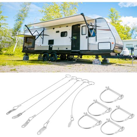 Ensemble de 5 goupilles de sécurité arquées en acier inoxydable de 6 mm x 70 mm avec chaînes anti-perte, adaptées aux VTT, UTV, ORV, SUV, camions, jeeps, remorques et véhicules polyvalents avec treuil (1/5)