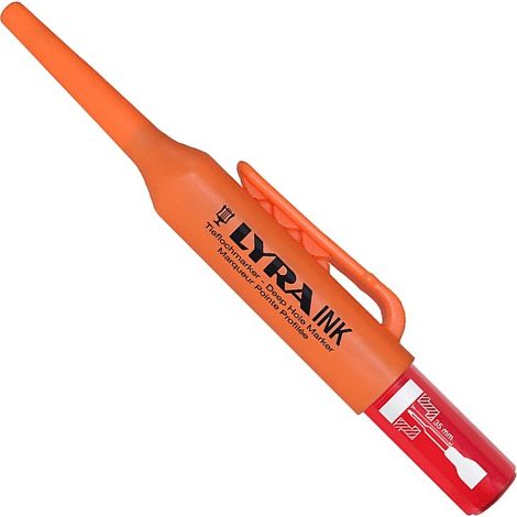 Marqueur permanent à pointe profilée rouge – Encre résistante à l'eau – Écrit sur toutes surfaces – Largeur de trait 1 mm – Longueur pointe 35 mm – Lyra (1/4)
