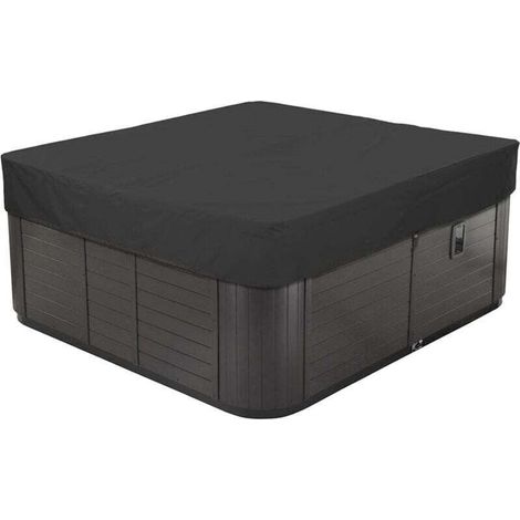 Housse de Bain à Massages Extérieure en Tissu Oxford 210D, Imperméable et Anti-poussière, Carrée, Noire, 231x231x30cm (1/4)