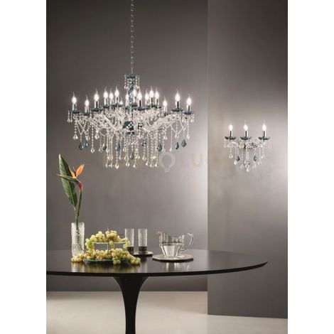 LAMPADARIO DAMASCO 16 LUCI OTTANIO E CROMO ATTACCO E14 D.95CM