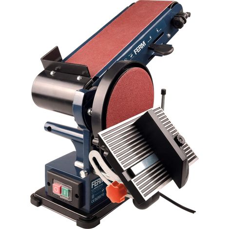 Ponceuse Stationnaire - 350W - 150mm - avec 2 Bandes abrasives (P80 et P120) et 2 disques abrasifs (P80 et P120) (1/5)