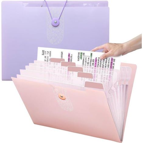 Trieur 12 Compartiments A4,2 Pièces Extensible Classeur Documents avec Etiquettes Rangement Papier Administratif,pour l'école