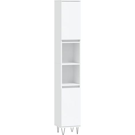 Maison Exclusive - Armadietto da Bagno Bianco 30x30x190 cm in Legno Multistrato