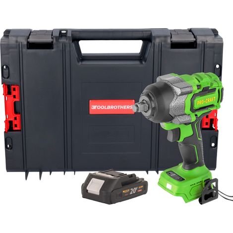 Procraft PWA36bb Akku Schlagschrauber 20 V 850 Nm 1/2" Brushless + 1x Akku 2,0 Ah + RHINO Toolcase - ohne Ladegerät (1/5)