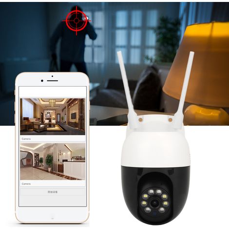 Caméra de surveillance WiFi sans fil, moniteur réseau haute définition, caméra de surveillance extérieure panoramique et inclinable avec vision nocturne, norme européenne 100-240 V (1/5)