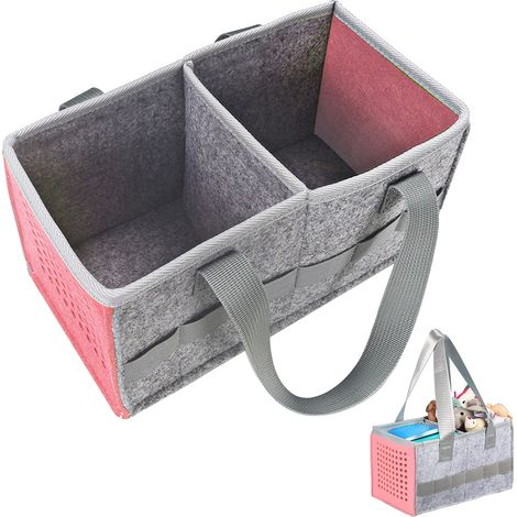 sac de rangement pliable en feutre rose (1/5)