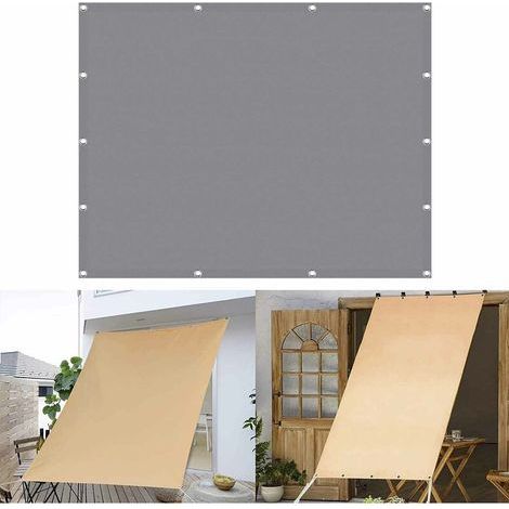 Voile d'ombrage rectangulaire 2.5x5m – Imperméable et anti-UV – Canevas polyester 100% – Protection 98% UV pour balcon et terrasse gris - 5Mx5M (1/4)