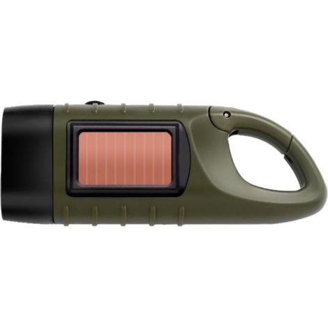 Lampe de Poche Lanterne Dynamo à Manivelle énergie Solaire avec Mousqueton Double Source d'alimentation pour Camping Randonnée d'urgence (1/4)