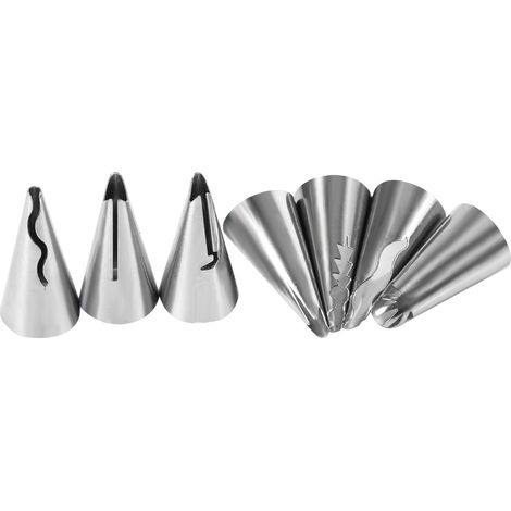 Lot de 7 douilles à pâtisserie en acier inoxydable pour décorer gâteaux, fondant et glaçage. (1/5)