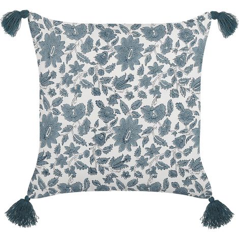 Throw Cushion RUMEX Cotton 45 x 45 cm Blue Floral Pattern