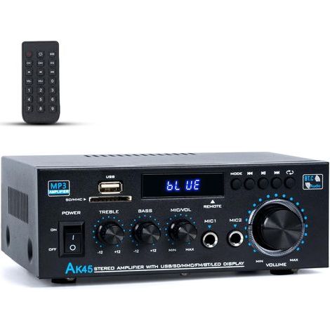 Bluetooth Hifi Audio Stéréo. 300 W x 2. 2 canaux pour home cinéma et haut-parleurs d'étagère. avec radio FM. karaoké. avec USB/SD/RCA/MIC/FM. avec télécommande. pour garage. bar (1/5)
