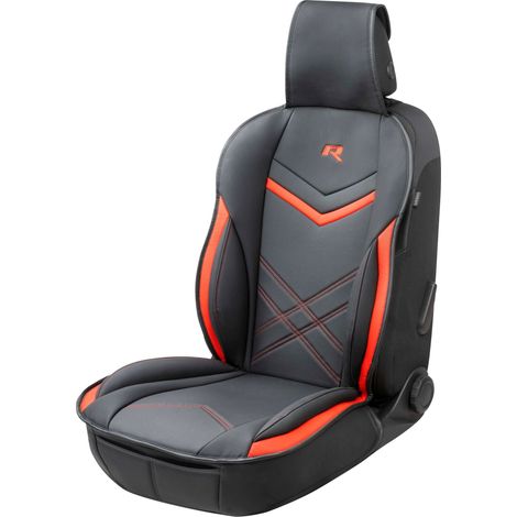Walser – Housse de siège Rey noir-rouge en cuir PU – Compatible airbags latéraux – Fixation rapide avec fermetures à ressort – Rembourrage latéral