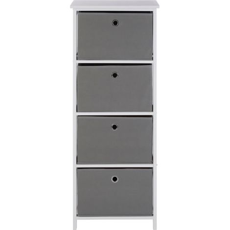 Premier Housewares Lindo 4 Grey Fabric Drawers Cabinet (1/5)