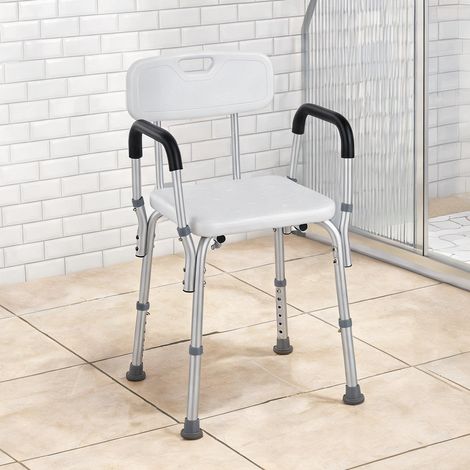 Chaise de douche ergonomique avec accoudoirs amovibles et blanc (1/5)