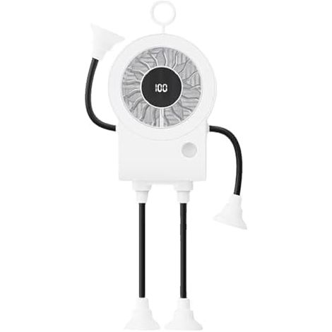Petit ventilateur de bureau Refroidisseur d'air portable rechargeable en forme de robot avec lumière LED, ventilateur portable à ventouses - Idéal pour la maison, la cuisine, la chambre, la plage, le (1/5)