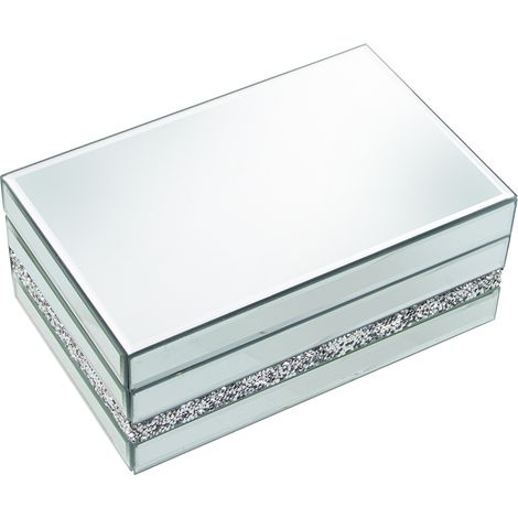 Boîte à bijoux en verre miroir avec diamants 22x14x9 cm (1/3)