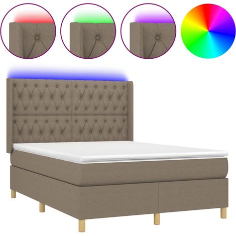 Maison Exclusive - Boxspringbett mit Matratze & LED Taupe 140x200 (1/5)