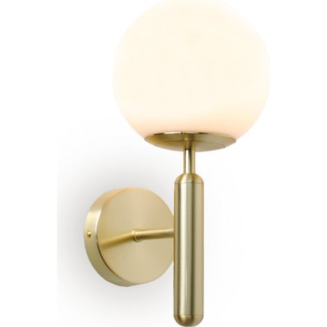 ALPINALUZ Aplique de Pared de Diseño Nórdico con Bola de Cristal "DORA"- Casquillo Portalámparas E27 G45 Dorado (1/5)